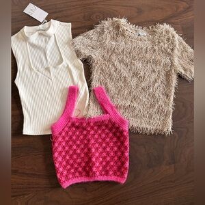 Zara Women's Tops in Cream, Pink, and Tan